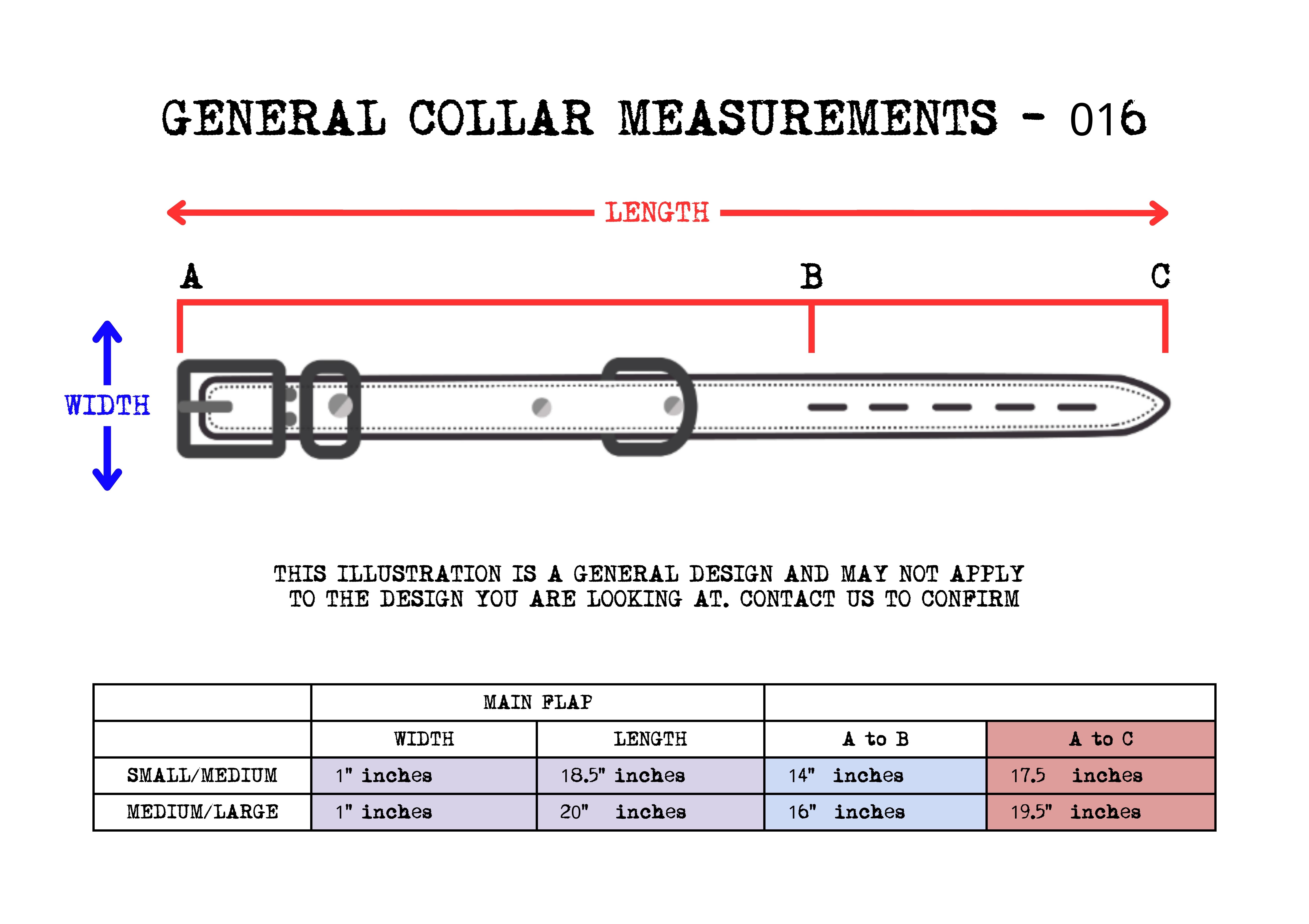 Collar Measurement Table